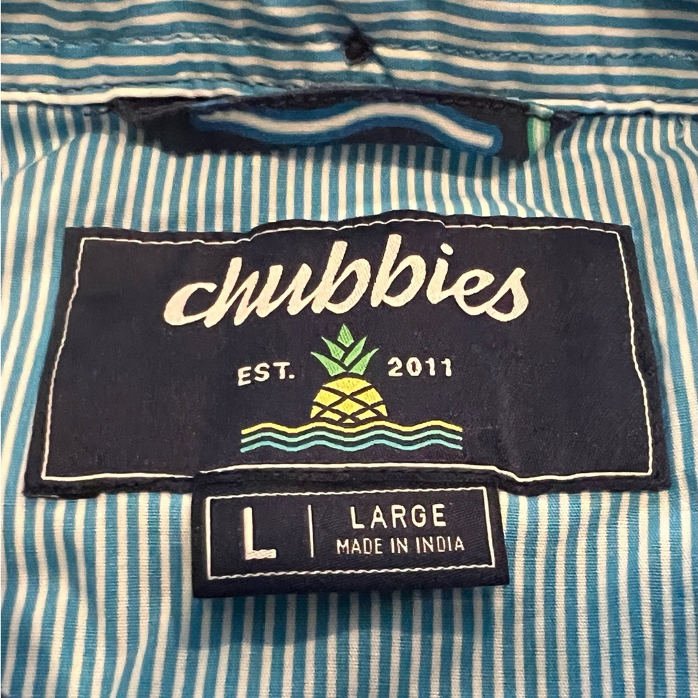 Chubbies Mens Button Down Shirt Tropical Neon Print Tiki Cruise Beach Large EUC - Picture 4 of 5